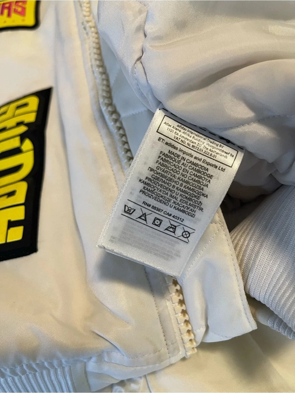 Adidas Bomber Jacket Mens Large Padded Patches Model BR7149 White